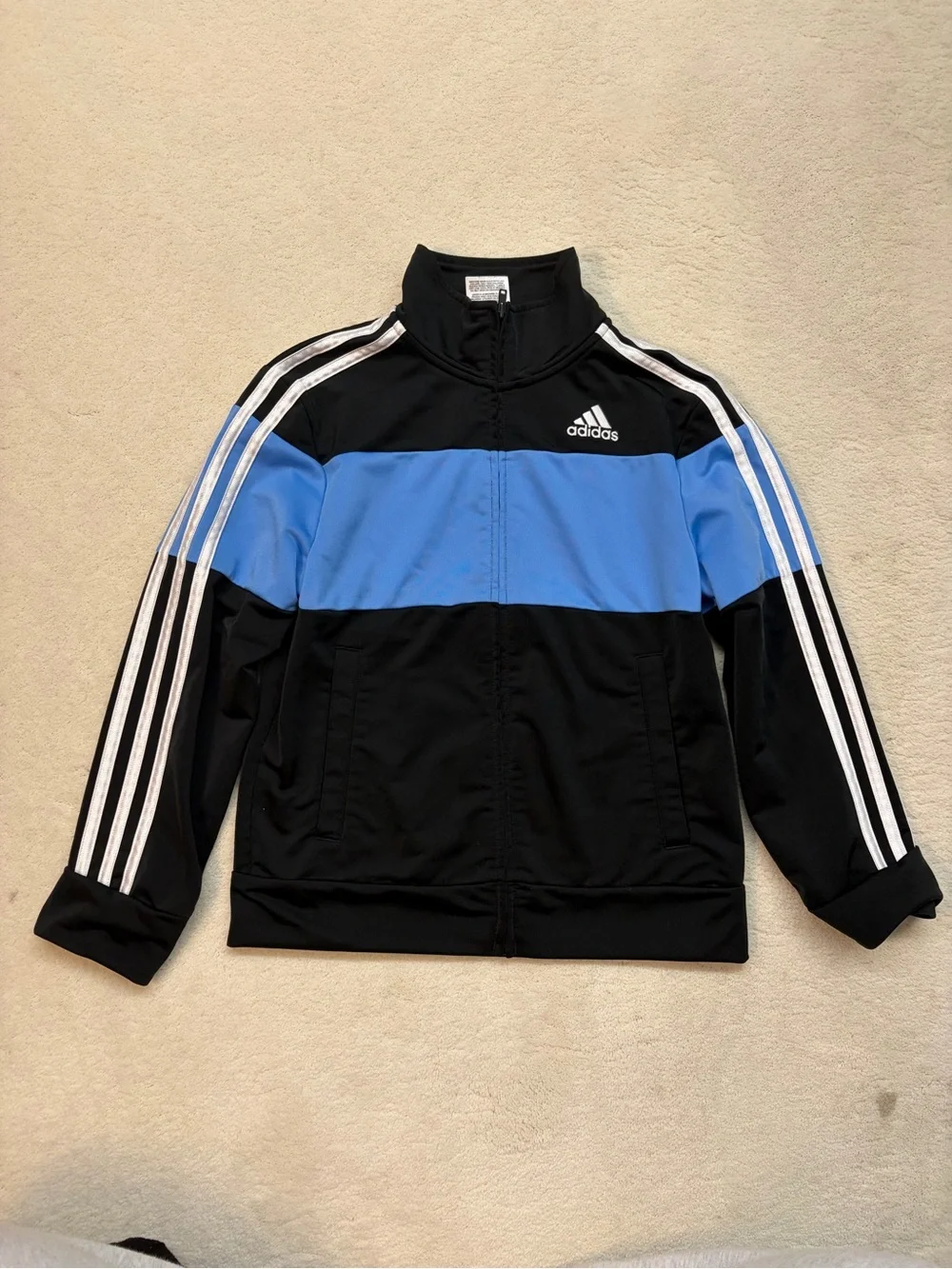 adidas Kids Black & Light Blue Puffer-Style Track Jacket